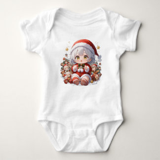 Cute Kawaii Chibi Anime Girl Santa Christmas Holid Romper