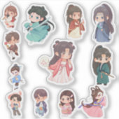 Cute Kawaii Chibi Character Stickers (Voorkant)