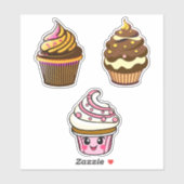 Cute Kawaii Chibi Cupcakes Sticker (Vel)
