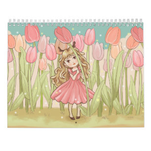 Cute Kawaii chibi filles Calendriers