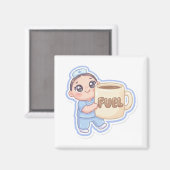 Cute Kawaii Chibi Nurse Giant Coffee Fuel Magnet (Recto/Verso)