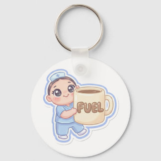 Cute Kawaii Chibi Nurse Giant Coffee Fuel Sleutelhanger