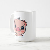 Cute Kawaii Chibi Pig Koffiemok (Voorkant links)