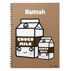 Cute Kawaii Chocolate Milk Duo Dairy Drink Sweet Notitieboek