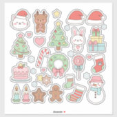 Cute Kawaii Christmas Collection: Pastel Animals Sticker (Vel)