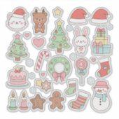 Cute Kawaii Christmas Collection: Pastel Animals Sticker (Voorkant)