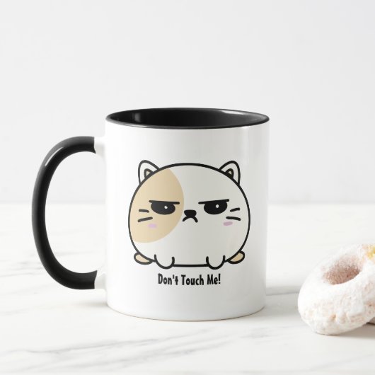 Cute Kawaii Chubby Angry Mochi Cat Mok (Met donut)