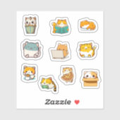Cute Kawaii Chubby Cat Sticker Bundle (Vel)