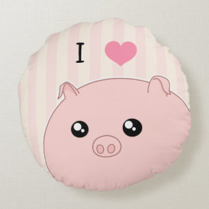 Cute Kawaii chubby roze varken Rond Kussen