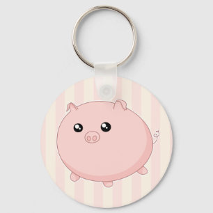 Cute Kawaii chubby roze varken Sleutelhanger