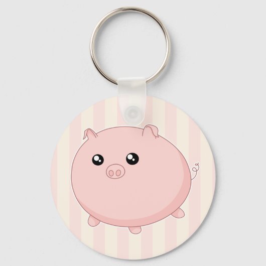 Cute Kawaii chubby roze varken Sleutelhanger (Voorkant)