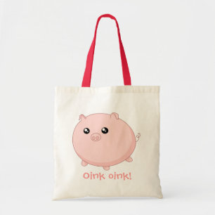 Cute Kawaii chubby roze varken Tote Bag