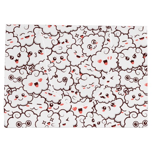 Cute Kawaii Clouds Groot Cadeauzakje (Achterkant)