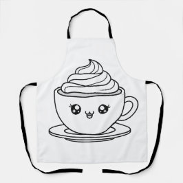 Cute Kawaii Coffee Cup Illustration Schort