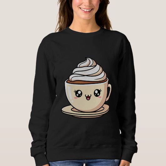 Cute Kawaii Coffee Cup Illustration Trui (Voorkant)