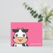 Cute Kawaii Cow Cartoon Briefkaart (Staand voorkant)