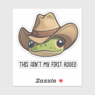 Cute Kawaii Cowboy Frog, Sticker de grenouille Rod