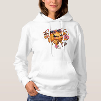 Cute Kawaii Croissant Donut Dames Coffee Hoodie