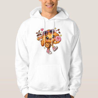 Cute Kawaii Croissant Donut Koffie Hoodie
