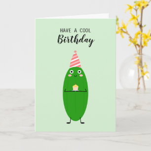 Cute Kawaii Cucumber Cake Vegan Cool Birthday Kaart