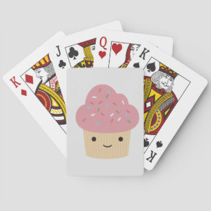 Cute Kawaii Cupcake met Roze Icing Pokerkaarten
