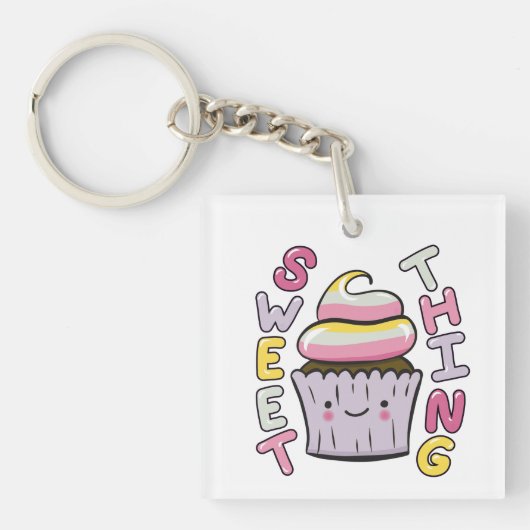  Cute Kawaii Cupcake with Text Sleutelhanger (Voorkant)