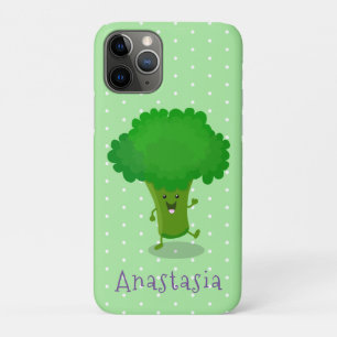 Cute kawaii dansende broccoli cartoon illustratie iPhone 11 pro hoesje