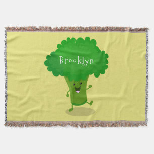 Cute kawaii dansende broccoli cartoon illustratie deken