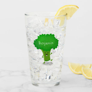 Cute kawaii dansende broccoli cartoon illustratie glas