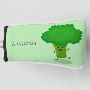 Cute kawaii dansende broccoli cartoon illustratie golfheadcover
