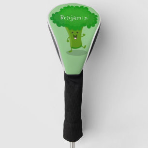 Cute kawaii dansende broccoli cartoon illustratie golfheadcover