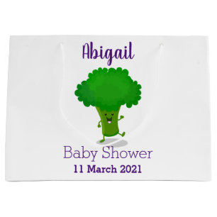 Cute kawaii dansende broccoli cartoon illustratie groot cadeauzakje