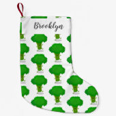 Cute kawaii dansende broccoli cartoon illustratie kleine kerstsok (Voorkant)