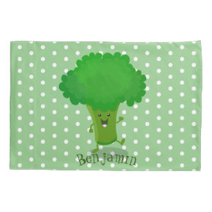 Cute kawaii dansende broccoli cartoon illustratie kussensloop
