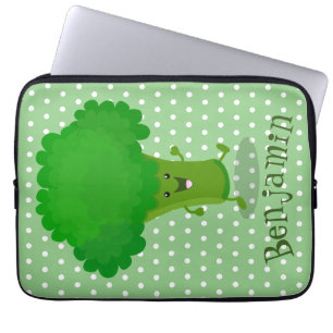Cute kawaii dansende broccoli cartoon illustratie laptop sleeve
