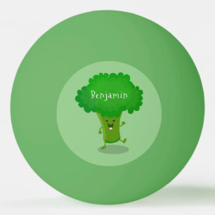 Cute kawaii dansende broccoli cartoon illustratie pingpongballen