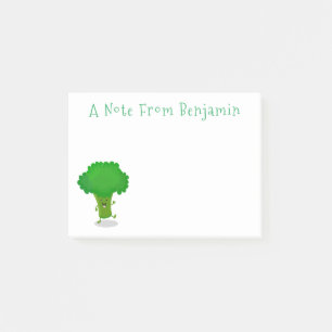 Cute kawaii dansende broccoli cartoon illustratie post-it® notes