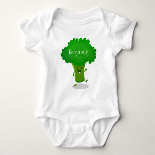 Cute kawaii dansende broccoli cartoon illustratie romper
