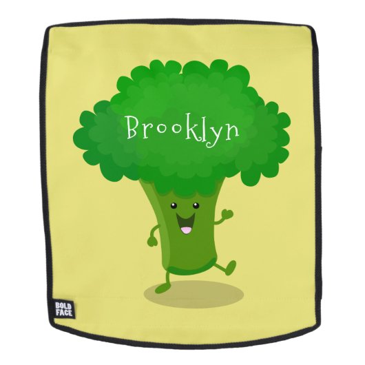Cute kawaii dansende broccoli cartoon illustratie rugtassen (Verwijderbaar gezicht)
