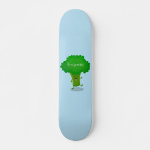 Cute kawaii dansende broccoli cartoon illustratie skateboard