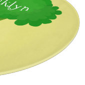 Cute kawaii dansende broccoli cartoon illustratie snijplank (Hoek)