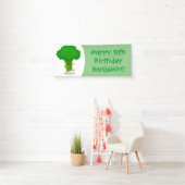 Cute kawaii dansende broccoli cartoon illustratie spandoek (Insitu)