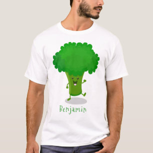 Cute kawaii dansende broccoli cartoon illustratie t-shirt
