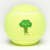 Cute kawaii dansende broccoli cartoon illustratie tennisballen (Achterkant)