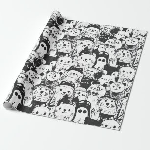 Cute Kawaii Dier Doodle Patroon (1) Cadeaupapier