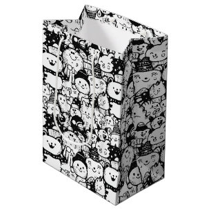 Cute Kawaii Dier Doodle Patroon (2) Medium Cadeauzakje
