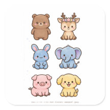 Cute Kawaii Dierstickers | Beer Herten Konijn Set