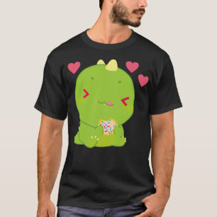 Cute Kawaii Dino Donut Heart Design donut T-shirt
