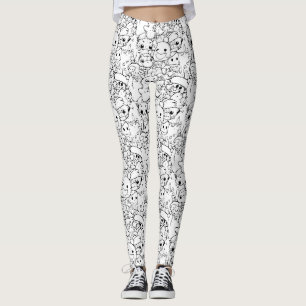 Cute Kawaii Doodle Karakters (1) Leggings