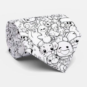 Cute Kawaii Doodle Karakters (1) Stropdas